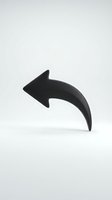 Black curved arrow pointing left isolated on white background for graphic design and presentation use.