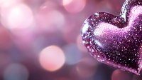 Sparkling pink heart with glitter texture against soft blurred bokeh background in romantic mood, suitable for Valentine's Day cards and love-themed designs.