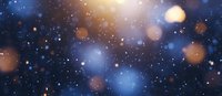 Abstract cosmic background with glowing blue and golden bokeh lights scattered across dark space creating magical starry atmosphere. Suitable for festive designs.