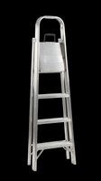 Aluminum folding step ladder isolated on transparent background, ready for T-shirt design, clipart, stickers, print on demand, and sublimation projects.