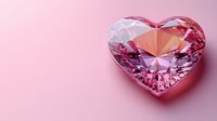 Pink heart-shaped diamond gemstone on soft pink background for Valentine's Day, romance, love, jewelry design, wedding, engagement concepts.