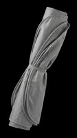 Rolled gray fabric tied with a strap, isolated on transparent background. Great for product mockups, print on demand, stickers, clipart, and t-shirt design use.
