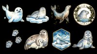 Adorable seal and sea lion characters isolated on transparent background, ready for t-shirts, stickers, clipart, sublimation and print-on-demand designs.