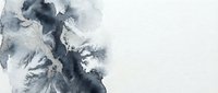 Abstract watercolor painting with flowing gray and black ink blots creating organic shapes on textured paper background for modern art projects.