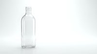 Empty clear glass bottle isolated on white background for product mockup and packaging design projects.