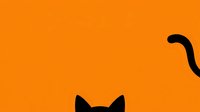 Silhouette of black cat head with pointed ears on vibrant orange background, isolated and ready for design use on apparel and marketing materials.