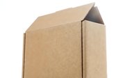 Kraft cardboard box with open flap isolated on white background, ready for packaging, shipping, storage, and product design applications.