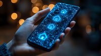Glowing digital security lock icons on smartphone screen with bokeh background, demonstrating mobile data protection and cybersecurity concept.