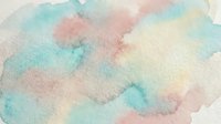 Soft watercolor background with pastel pink, turquoise and cream colors blending together creating gentle artistic texture for creative projects.