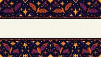Seamless Halloween border pattern with umbrellas and stars on dark background, tiles continuously for decorative design use on cards, invitations, and seasonal projects.