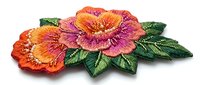Vibrant orange and pink blooming flowers with green leaves isolated on white background, ready for design projects, invitations, and decorative applications.