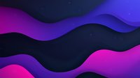 Vibrant wavy abstract background with fluid gradient shapes in purple, pink and deep blue colors creating dynamic layered motion effect.