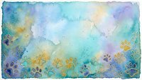 Watercolor abstract background with soft pastel tones of blue, purple, yellow and green, featuring decorative floral elements and organic shapes. Suitable for design projects, invitations and creative backgrounds.