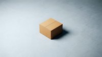 Closed cardboard box with tape on neutral surface, isolated for packaging, shipping, delivery, and logistics design projects.