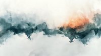 Dramatic watercolor splash in teal and orange tones creates abstract horizontal composition on white background, artistic fluid texture for modern wall decor and design projects.