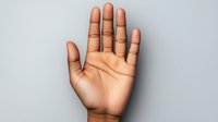 Open human hand palm showing stop gesture on neutral background for communication and body language concepts.