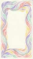 Watercolor pastel rainbow waves frame border with copy space for text, greeting cards, invitations, artistic stationery design on cream background.