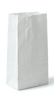 White paper lunch bag isolated on white background for food packaging, grocery shopping, takeout delivery, and eco-friendly retail merchandise storage.