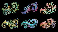 Ornamental flourish swirls with decorative scrolls in vibrant colors, isolated on transparent background. Ready for t-shirt design, clipart, stickers, sublimation, and print-on-demand projects.
