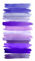 Purple watercolor brush strokes arranged in horizontal layers creating an ombre effect from deep violet to soft lavender on white background.