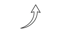 Curved arrow pointing upward on white background isolated for graphic design and business presentations.