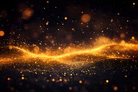 Magical golden light wave with glowing sparkles and particles flowing on black background, creating atmospheric festive effect for luxury designs.