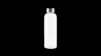 Clear glass water bottle with stainless steel cap, isolated on transparent background. Ready for product mockups, e-commerce designs, packaging templates, and print-on-demand applications.