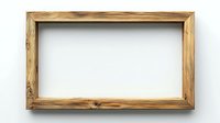 Rustic wooden panoramic frame with natural grain texture and knots on white background, isolated empty mockup for artwork presentation.