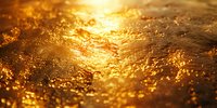 Golden sunlight reflects on rippling water surface creating magical bokeh effect and warm glowing atmosphere, nature background for spiritual or wellness designs.