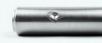 Stainless steel cylindrical tube with precision machined surface and hexagonal socket head detail for industrial manufacturing applications.