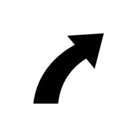 Black curved arrow pointing upward and right on white background isolated for graphic design and presentation use.
