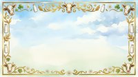 Ornate golden frame with scrolling botanical elements and chain links surrounding serene sky and clouds, isolated on white background for design, invitations, certificates, and decorative layouts.