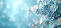 Delicate blue forget-me-not flowers with soft bokeh lights creating dreamy spring atmosphere for romantic designs and nature-themed projects.