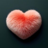 Fluffy pink heart-shaped fur texture on dark background for romantic Valentine's Day designs and love-themed projects.