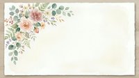 Watercolor floral corner arrangement with roses, ferns and eucalyptus leaves on cream background, suitable for wedding invitations and stationery design.