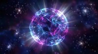 Glowing energy sphere with electric lightning effects radiating bright beams against cosmic starry space background for sci-fi and fantasy projects.