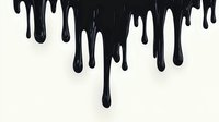 Black paint drips flowing downward on white background, liquid drops creating dramatic contrast effect. Isolated design element for creative projects.