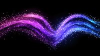 Vibrant pink and blue particle waves flowing in dynamic motion against black background creating magical energy effect for digital art projects.