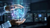 Business professional hands protecting glowing digital network sphere with data connections in modern technology office environment for cybersecurity concepts.