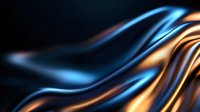 Elegant flowing curves in contrasting blue and gold metallic colors create dynamic abstract background with smooth wavy lines and luxurious gradient effect.