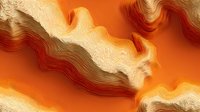Abstract orange and cream wavy topographic pattern with flowing contour lines creating dynamic movement and depth for backgrounds or creative designs.