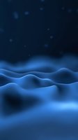 Smooth blue waves create abstract landscape under starry night sky, flowing curves and gentle gradients form serene minimalist composition for backgrounds.