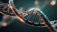 DNA double helix structure with glowing effects for genetic research, biotechnology and molecular biology concepts in medical science applications.
