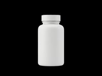White plastic medicine bottle isolated on transparent background, ready for design use in mockups, stickers, print on demand, labels, and healthcare clipart projects.