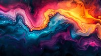 Vibrant fluid art with swirling colors of blue, purple, pink, yellow and orange creating abstract marble-like patterns for creative backgrounds.