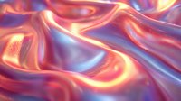 Luminous coral and blue silk fabric with flowing waves creates dramatic light effects and luxurious texture for fashion and luxury backgrounds.