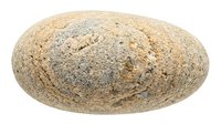 Natural smooth river rock stone isolated on white background for landscaping garden decoration and zen meditation spa wellness design projects.