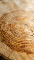 Close-up of natural wood grain showing annual growth rings and texture on cut tree trunk surface for organic design projects and rustic backgrounds.