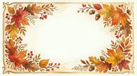 Autumn floral border frame with fall leaves, flowers and botanical elements in warm orange, red and gold tones on cream background.