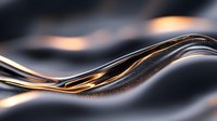 Elegant flowing golden and black waves create abstract luxury background with smooth metallic texture and glowing light effects for modern design projects.